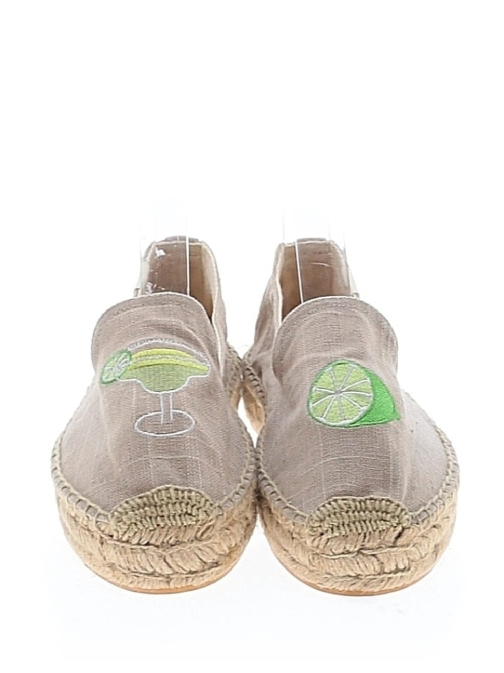 Soludos Beige Espadrilles with Green Lime Embroidery